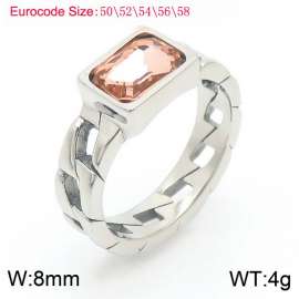 Stainless Steel Champagne Stone Charm Rings Silver Color