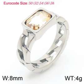 Stainless Steel  Stone Charm Rings Silver Color