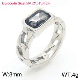 Stainless Steel grey Stone Charm Rings Silver Color