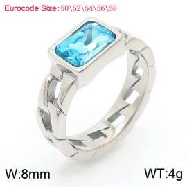 Stainless Steel Lake Placid Blue Stone Charm Rings Silver Color