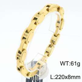 Personality Geometry Metal Jewellery Men Bracelet 18k Gold Plated Stainless Steel Crystal Zircon Hiphop Bracelets