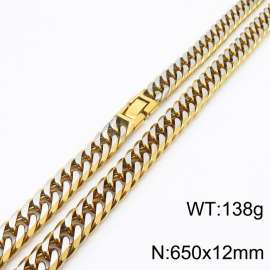 Wholesale Hip Hop Heavy Urban Jewelry 18k Gold Plated Stainless Steel 12mm Cuban Link Chain Necklace For Men's