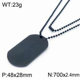 Stainless Steel Rectangular Pendant Necklaces For Women Men Black Color Bead Chain Jewelry