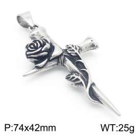 Fashionable and personalized stainless steel creative rose cross men's retro pendant