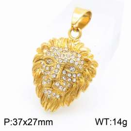 European and American fashion stainless steel creative white  eye lion inlaid diamond charm gold pendant