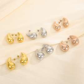 Popular Jewelry Stainless Steel Drops Shape Earrings Gift Stud Earrings