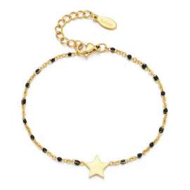 European and American Bohemian style cross-border hot selling drip oil rice bead stainless steel pentagram bracelet