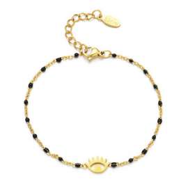 Stainless steel drip oil creative hollowed out eye bracelet, popular cross-border fashion and colorful rice bead bracelet in Europe and America, not fading