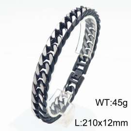 Creative Vintage Black Plated 12mm Stainless Steel Cuban Curb Link Chains Bracelets for Men
