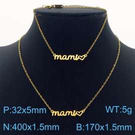 European and American fashion stainless steel creative mom English letter temperament gold bracelet&necklace set