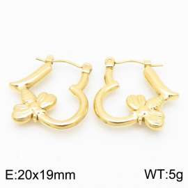 Gold Color Bee Heart Shape Stainless Steel Dangle Earrings for Women