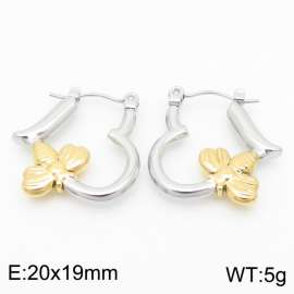 Gold Color Bee Silver Color Heart Shape Stainless Steel Dangle Earrings for Women