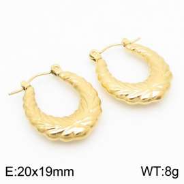 Gold Color Rippling Wheat Fields U Shape Stainless Steel Dangle Earrings for Women