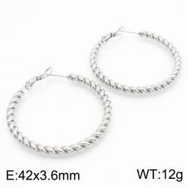 Silver Color Round Twist Stainless Steel Earrings For Women