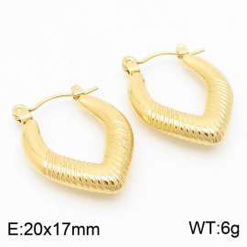Gold Color Stripes Hollow Stainless Steel Earrings for Women