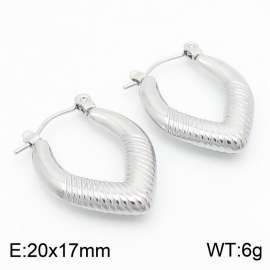 Silver Color Stripes Hollow Stainless Steel Earrings for Women
