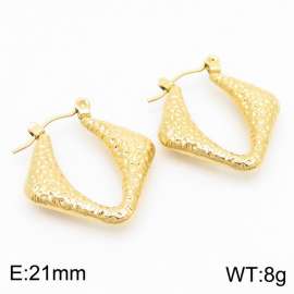 Gold Color Irregular Concave Convex Surface U Shape Hollow Stainless Steel Earrings for Women