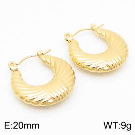 Gold Color Scratch U Shape Hollow Stainless Steel Earrings for Women
