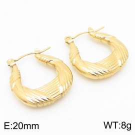 Gold Color Scratch U Shape Hollow Stainless Steel Earrings for Women