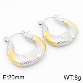 Gold Silver Color Scratch U Shape Hollow Stainless Steel Earrings for Women