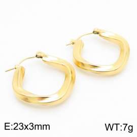 Simple Gold Color Twist U Shape Hollow Stainless Steel Earrings for Women