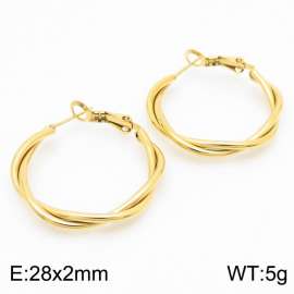 Gold Color Double Twist Stainless Steel Earrings For Women