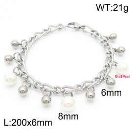 Temperament and Fashion Steel Ball 8mm Rubber Ball Steel Color Bracelet