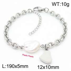 Sweet and Fresh Steel Color Titanium Steel Love O-shaped Chain Bracelet