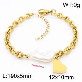 Fashionable and personalized heart-shaped gold O-shaped chain bracelet