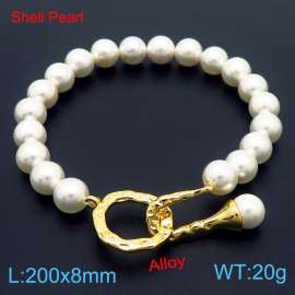 White Shell Bead Women's Beaded Personalized Alloy Bracelet