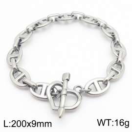 Stainless steel pig nose chain heart-shaped T-buckle women's bracelet