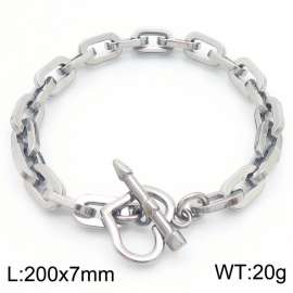 Stainless steel handmade mixed chain women's heart-shaped T-buckle bracele