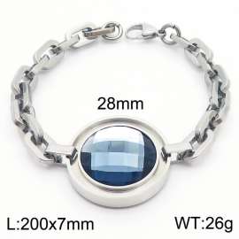 Stainless steel round gray glass women's exaggerated bracelet