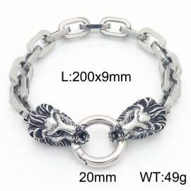 Stainless steel double lion head men's bracelet