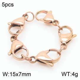 15*7mm INS Vacuum plating rose gold stainless steel 5 lobster clasp