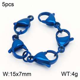 15*7mm Vacuum plated blue stainless steel 5 lobster clasp