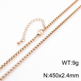 Ins Vacuum-plated rose-gold stainless steel square pearl lady necklace