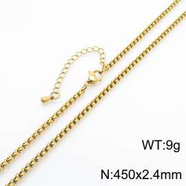 Ins Vacuum-plated gold-colored stainless steel square pearl lady necklace