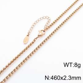 Ins Rose gold stainless steel square pearl round lady necklace with vacuum plating