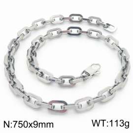 9mm750mm Stainless steel handmade square O-shaped chain necklace