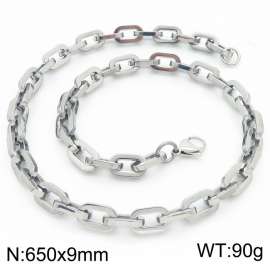 9mm650mm Stainless steel lobster buckle square O-shaped necklace