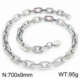 9mm700mm Stainless steel lobster buckle square O-shaped necklace