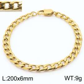 200 * 6 Cuban chain embossed chain Japanese buckle gold stainless steel bracelet