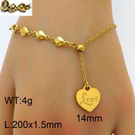 Splicing Love Chain Love Love Pendant Adjustable Gold Stainless Steel Bracelet