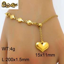Fashionable and minimalist heart-shaped gold titanium steel bracelet