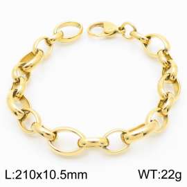 Simple and personalized stainless steel 210 × 10.5mm O-shaped chain lobster buckle charm gold bracelet