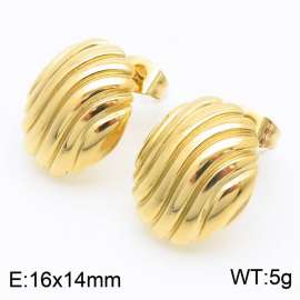 European and American fashion stainless steel creative striped geometric charm gold earrings