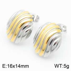 European and American fashion stainless steel creative striped geometric charm gold&silver  earrings