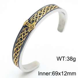 Viking Thor Hammer Stainless Steel Fashion Wristband Cuff Bracelet for Men's Jewelry Open Bangles