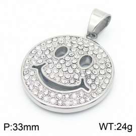 High Quality Stainless Steel Jewelry Full CZ Diamond Crystal Titanium Steel Smiley Pendant